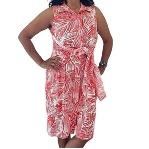 🌴Talbots Sleeveless summer/resort red belted dress Sz 16